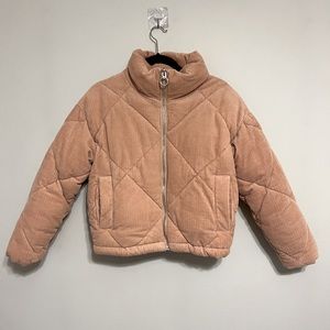 Topshop PETITE Pink Corduroy Puffer Jacket